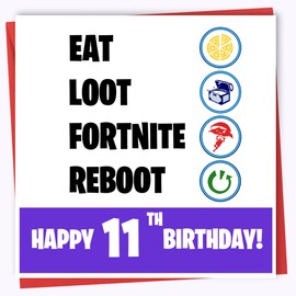 Printperfect F*O*R*T*N*I*T*E Birthday Cards For Boys - Greeting Cards - Gaming Computer Bday Cards For Him - Kids, Teenagers, Adults - Son, Brother, Grandson (11TH)