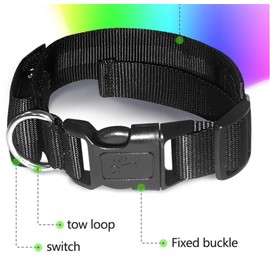 Led Dog Collar for App Programmable Text Flashing Light Up cosplay accessories- USB Rechargeable Hand and Leg Rings Cat Digital Pet Collar Weatherproof Fits for Small Medium Dog (Green LED)