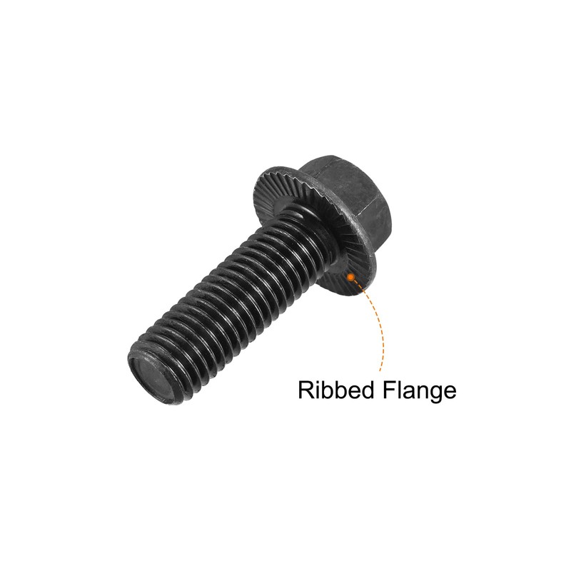 sourcing map M14-2x40mm Hex Serrated Flange Bolts 10.9 Grade Carbon