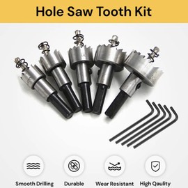 EZONEDEAL 5 Pcs Drill Bit Set, 16mm/ 18.5mm/ 20mm/ 25m/ 30mm MM HSS Tip Hole Saw Tooth Cutter Drill Bit Hole Saw Kit