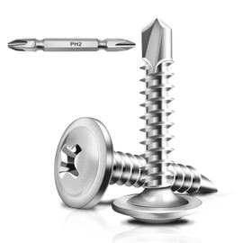 Pack of 50 self-tapping screws, 4.2 x 16 mm, self-tapping screws, stainless steel, Phillips screws, with screwdriver bit