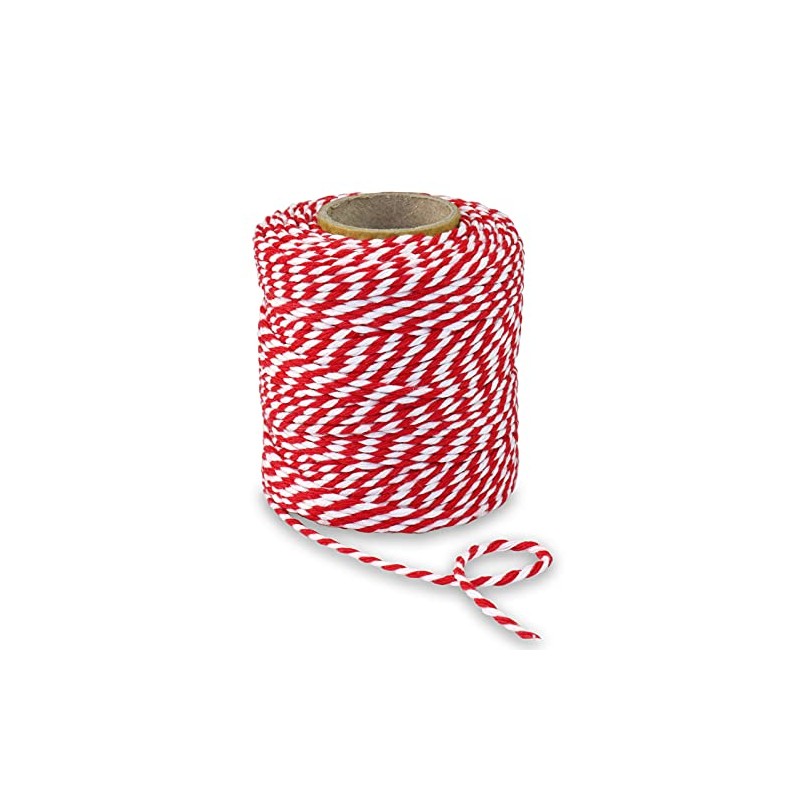 PRÄSENT Cotton Cord Red/White, 50 m Cord Made of Natural