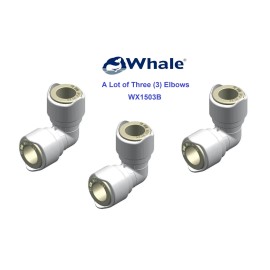 Whale 3-Marine Whale WX1503B Equal Elbow 15mm NSF Plumbing Pipe Quick Connect Fitting