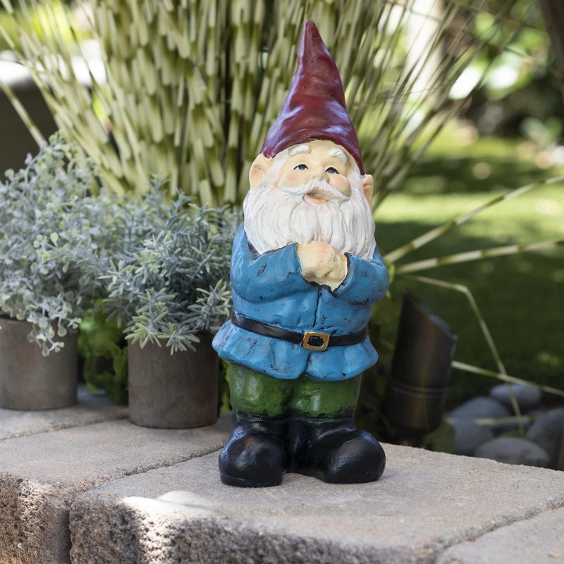 Alpine Corporation 12" Tall Classic Outdoor Garden Gnome Yard Statue