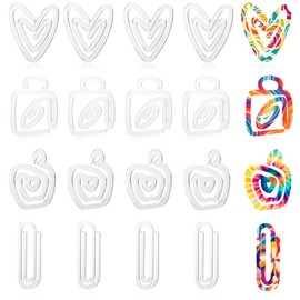 20 Pack Sublimation Paper Clips,Acrylic Heart Shape Blank Paperclip Mockup Sublimation Jumbo Paper Clips for Heat Transfer DIY Office Classroom Supplies（4 Designs）