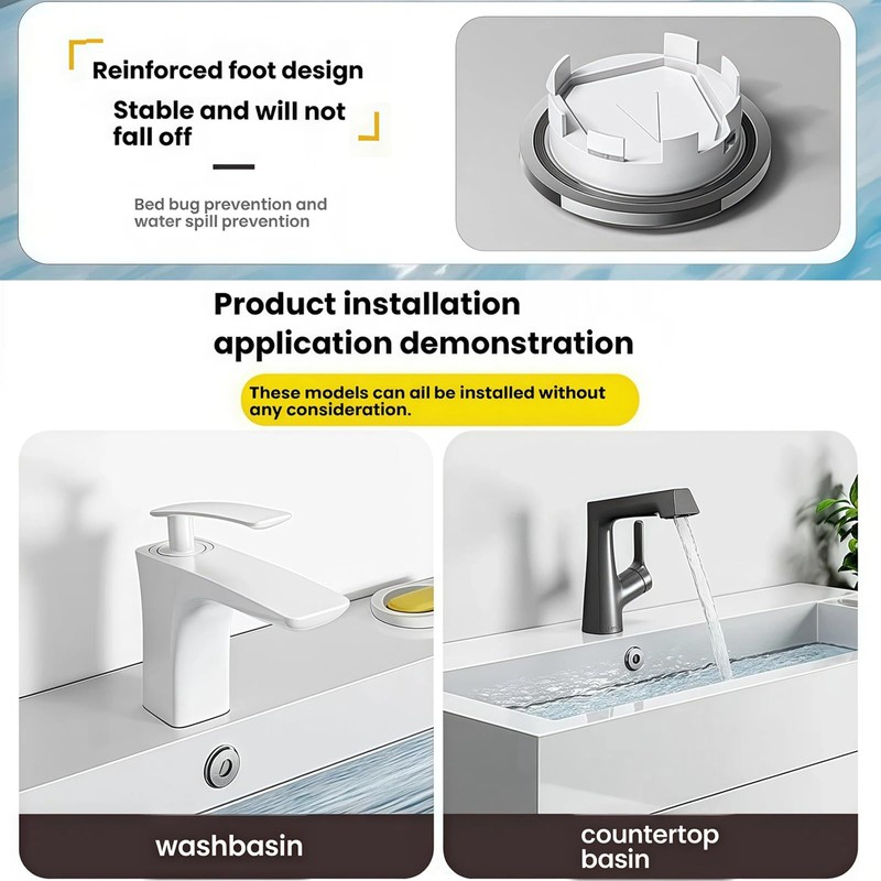 KASHUNUO Bathroom Sink Overflow Cover: Stainless Odor Proof Block Cockroach