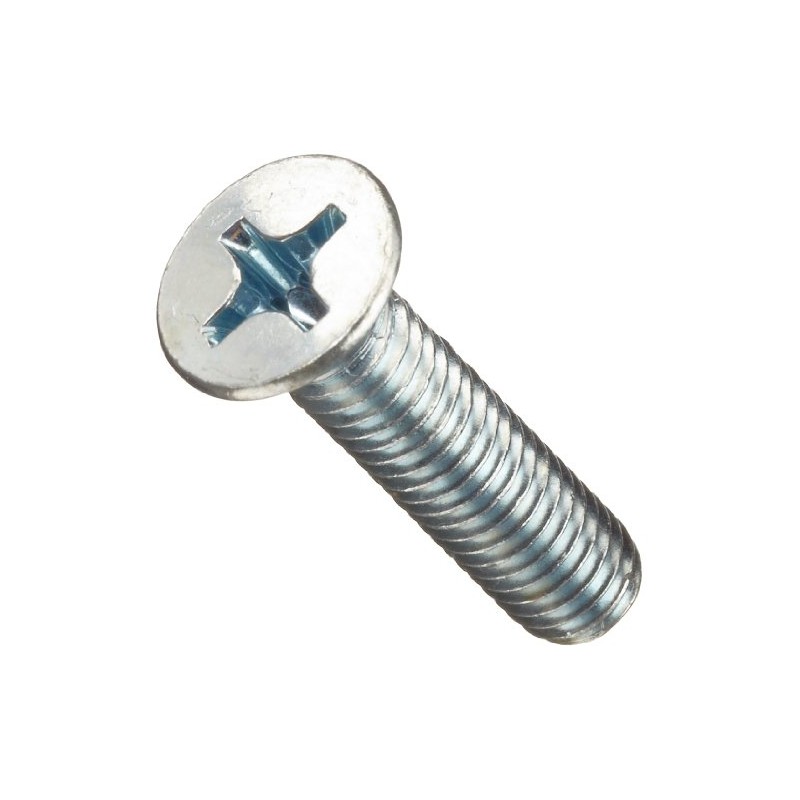 Small Parts Steel Machine Screw, Zinc Plated Finish, Flat Head,