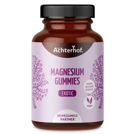 Magnesium Gummies 60 pieces, exotic fruit flavour, 188 mg magnesium per daily dose for normal muscle function, fruit content of 78%, vegan, gelatine free, from Achterhof