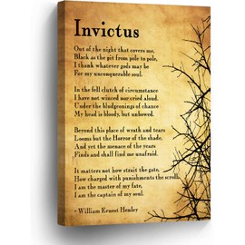 Wufdnvjkn Invictus Poem Wall Art, Framed Inspirational Quote Print Canvas Retro Motivational Decor for Home, Office, Bedroom 12x18 In