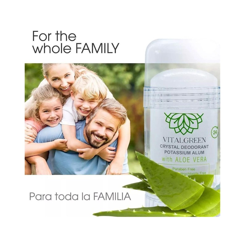 2 Pack Desodorante Cristal Alumbre Con Aloe Vera 100g Vital