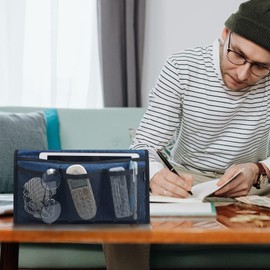 Gloppie Bedside Storage - Table Nightstand & Loft-Bed Caddy with Pockets - Dorm Organizer, Blue