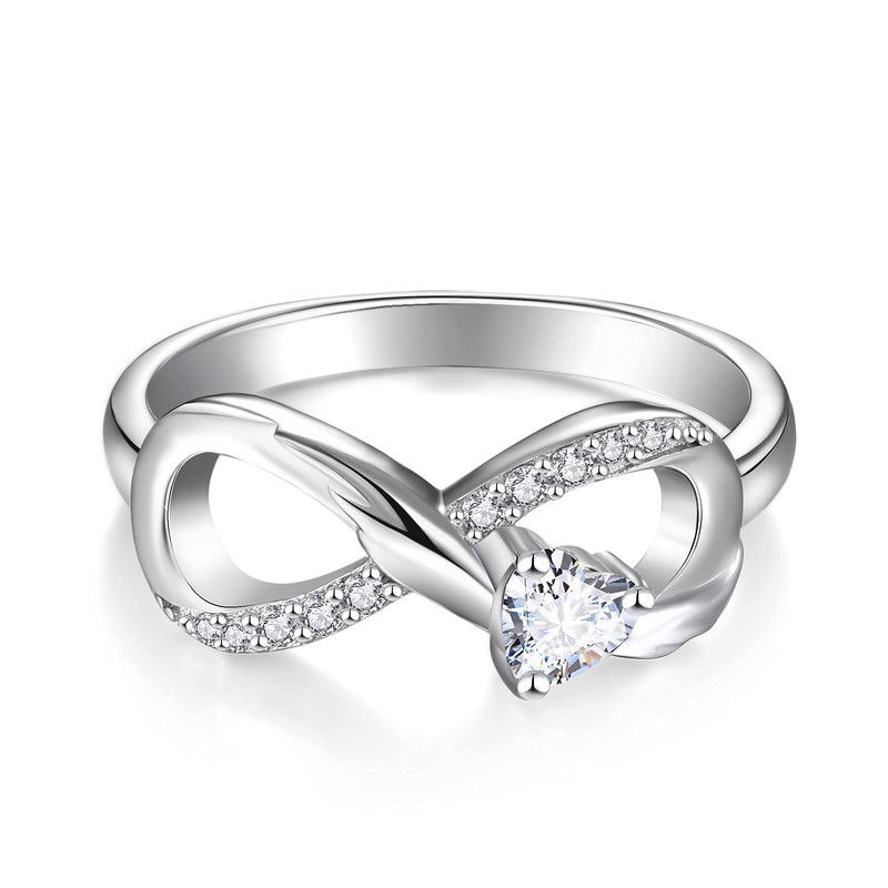Starchenie Infinity Ring 925 Sterling Silver Heart-shaped Zirconia Wedding Ring