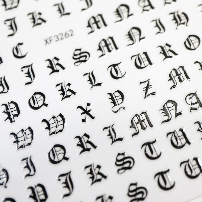 Nails Stickers Alphabet Calligraphy English Letters [Black] Nail Sticker Nail