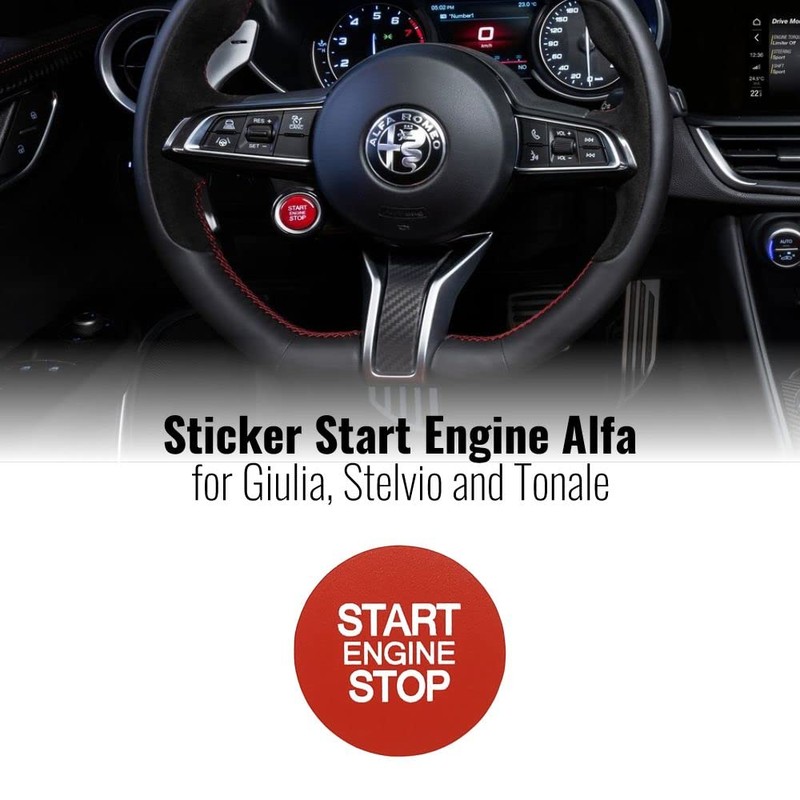 4R Quattroerre.it 2 x START ENGINE STICKERS FOR ALFA GIULIA