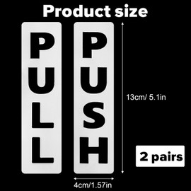 2 Set Push Pull Door Signs,White Vinyl Sticker Self-Adhesive Vertical Pull and Push Decal Set Easy to Apply Long-Lasting Design for Doors in Business, Stores, Cafes, Shops & More Indoor and Outdoor