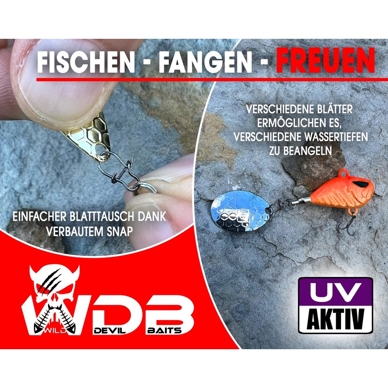 Wild Devil Baits Multi Tail Spin Jig Lead Head Spinner