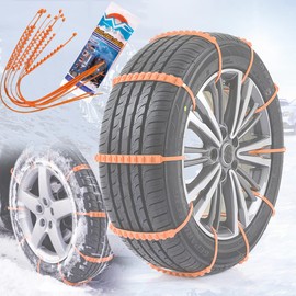 Snow Chains for Car, 12 PCS Universal Adjustable Snow Tire Chains for Sand Snow Mud Emergency Traction
