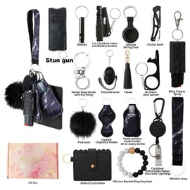 Araafur Wristlet Keychain Set with RFID Wallet Card Holder and Bottle Opener, Car Keychain Accessories for Women