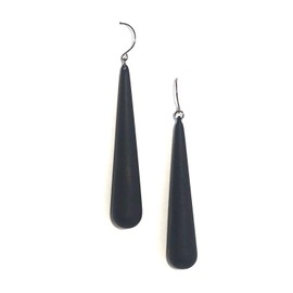 Black Matte Long Teardrop Lucite Statement Earrings