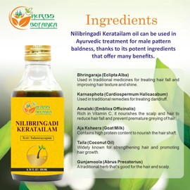 Herbs Botanica Nilibringadi Keratailam Neelibhringadi Hair Oil For Scalp, Hair Loss,Ayurvedic Oil For Hair Premature Graying 200Ml Bottle