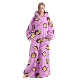 SPSHODOW Oversized Blanket Hoodie for Women and Men, Sherpa Fleece Thick Warm Hoodie with Giant Pocket, Super Cozy Wearable Blanket Hoodie for Teens, D-passion Fruit