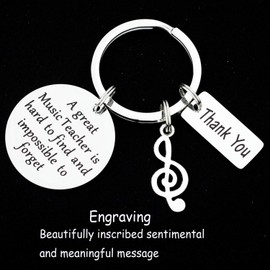 Kivosliviz Music Teacher Keychain Hard Find Thank You Appreciation Jewelry