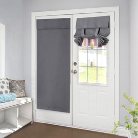 Homirty 1 Panel Blackout French Door Curtain for Privacy, Door Privacy Blinds, Door Curtain for Front Doors, Blackout Door Shade, Thermal Insulated Curtains with Tie Up Shade, Dark Grey (26x68 Inch)