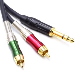 SiYear Gold-Plated 6.35mm 1/4 inch Male TRS Stereo Plug to Dual RCA Phono Male Audio Y Splitter Cable,Connector Wire Cord Plug (0.5M)