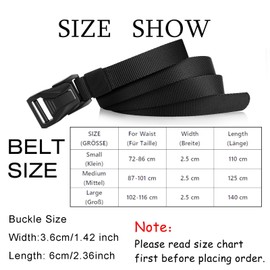 2.5 cm Wide Skinny Nylon Belt Quick Release Metal Buckle Tactical Belt for Men, black