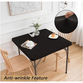 YUZHANGHE Cocktail Square Table Top Cover Spandex Fitted Stretchable Tablecloth Topper Cap Black Table Cover Cap 34x34 Inch - Black