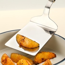 Stainless Steel Square Griddle Spatula Wooden Handle Turner Spatula Metal Barbecue Scraper Kitchen Flipper Scraper for Egg Fish