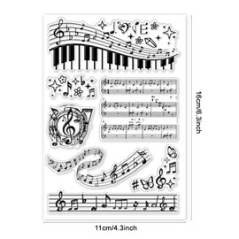 PH PandaHall Music Notes Clear Stamps Music Symbol Transparent Stamp Musical Score Rubber Seal Stamps for Card Making and DIY Scrapbooking Journal Album Crafts 16x11 cm