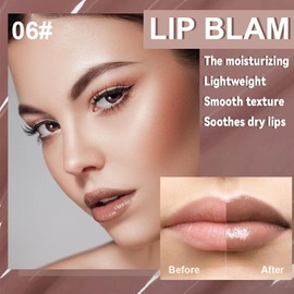 Summer Lip Butter Lip Balm Glow Reviver Lip Gloss, Melting Lip Serum, Ultra-Hydrating Natural Vegan Lip Balm, Sheer-Tinted Shine & Hydration, Soothes & Softens Dry Lips (Nude Brown)