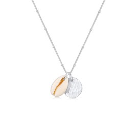 Elli Women's Necklace with Ball Platelets Kauri Shell Pendant Trend in 925 Sterling Silver, Shell, None