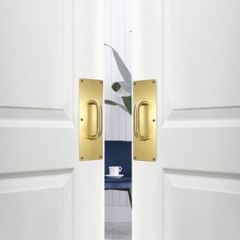 Sumnacon 2 Set 12" Stainess Steel Door Handle Pull & Push Plate - Heavy Duty Gold Gate Handle Bar for Home/Office/Warehouse/Public,Suitable of Wooden/Composite Door with Screws,Brushed