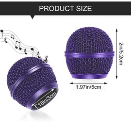 Microphone Head Replacement, Steel Grille Heads, Radiator Microphone Ball Replacement with Inner Foam, Fit for Shure SM58 (Purple, 1 Piece)