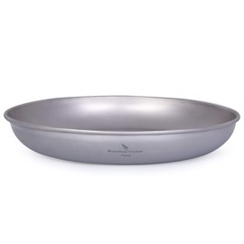 iBasingo Ti1103T Camping Titanium Plate 18.5 cm Serving Plate Party Ultralight Outdoor Picnic Metal Tableware Durable Pan Cookware for Food Meat Fruit Sauce Dessert
