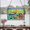 YOURANJU Stained Glass Window Hanging Handicraft Lotus Pond Rectangular Glass