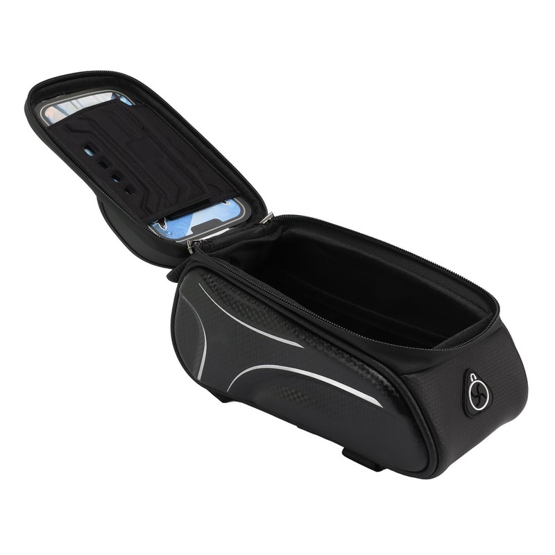 Bike Phone Mount Bag Large Capacity Waterproof Carbon Pattern PU