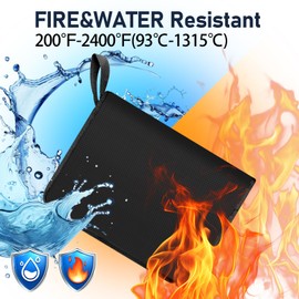 Fireproof Document Bag A4 Fireproof Money Bag Bank Bag Document Folder Fireproof and Waterproof with Zip Safe Fireproof for Money Passport Bank File and Cash (36 x 28 cm)