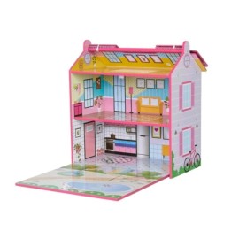 Teamson Kids Hand- Carry Dollhouse  with 7 Accessories