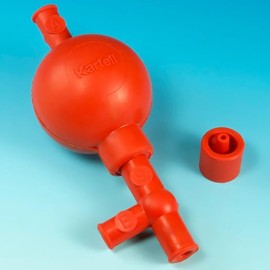 Globe Scientific 1670 Pipette Filler Bulb with Adapter, Synthetic Rubber, Red