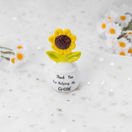 TAOJINJI Teacher Appreciation Gifts - Ceramic Positive Sunflower Decor Statue - Christmas Birthday Thank You Gift for Women Teacher Mom Friend