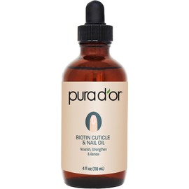 PURA D'OR Organic Nail & Cuticle Oil (4oz) - Enriched with Biotin, Vitamin E, Natural Ingredients - Nourishing Treatment for Nail Growth & Healthy Beds