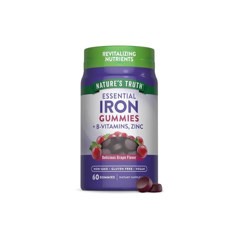 Iron Gummies | 60 Count | Vegan, Non-GMO & Gluten