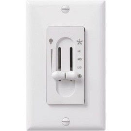 Hunter (2)-Hunter White 3-Speed/Full Range Dimmer Dual Slide Fan Control Switch 27182
