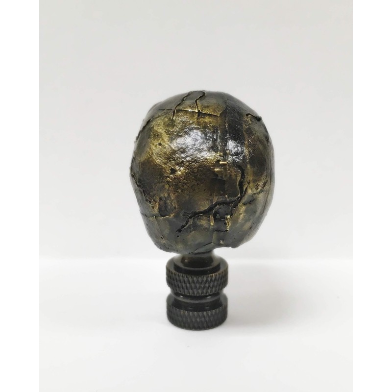 Lamp Finial-Skull-Aged Brass Finish, Highly Detailed Metal Casting