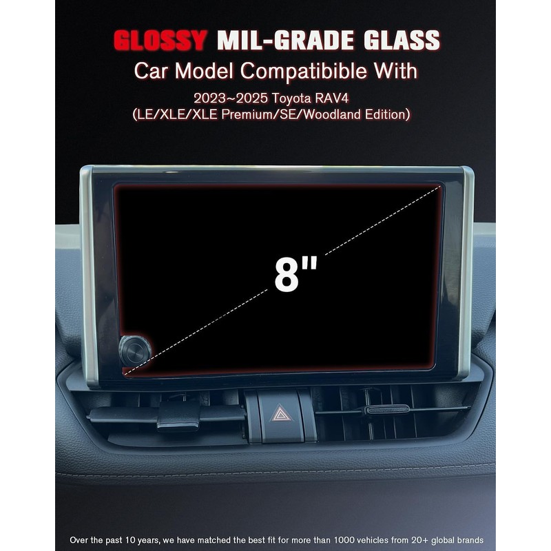 ASZSK For Glossy Tempered Glass 2023 2024 2025 Toyota RAV4