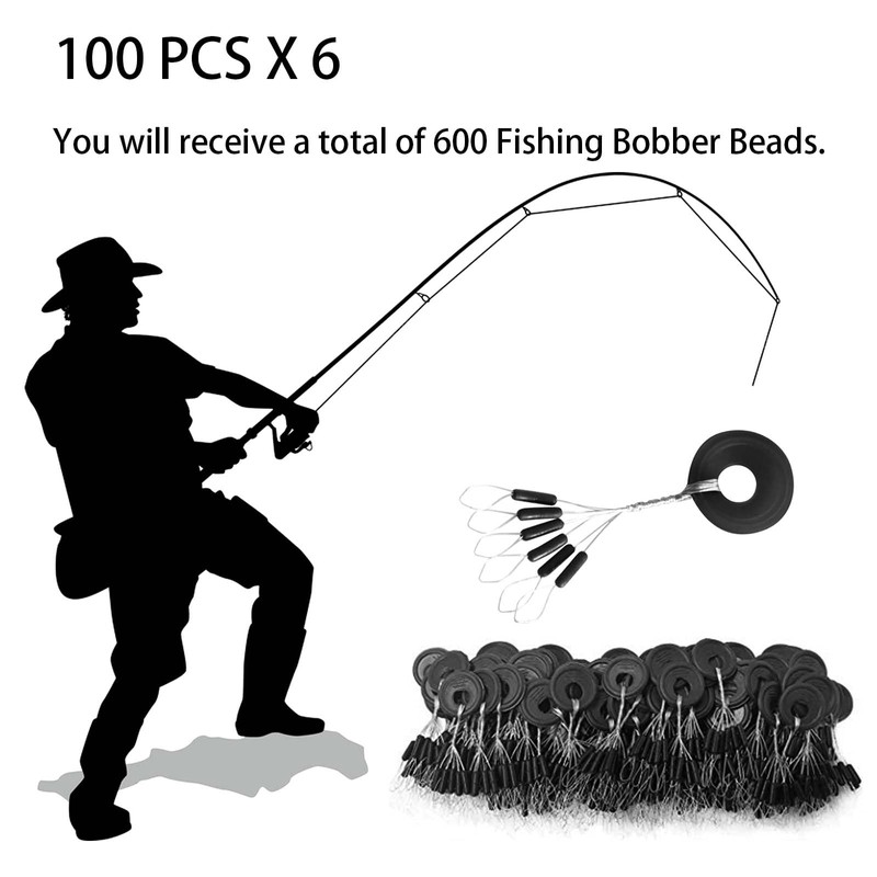 VIPMOON 100 Pcs x 6 Rubber Fishing Bobber Beads Stopper,6
