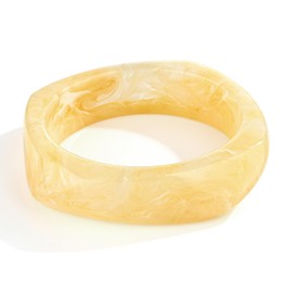 WOWORAMA Yellow Acrylic Bracelet for Women Irregular Chunky Bangle Bracelet Trendy Statement Resin Bangles Wristband Plastic Bracelets Jewellery